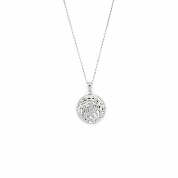 Flower Laser Cut Circle Necklace