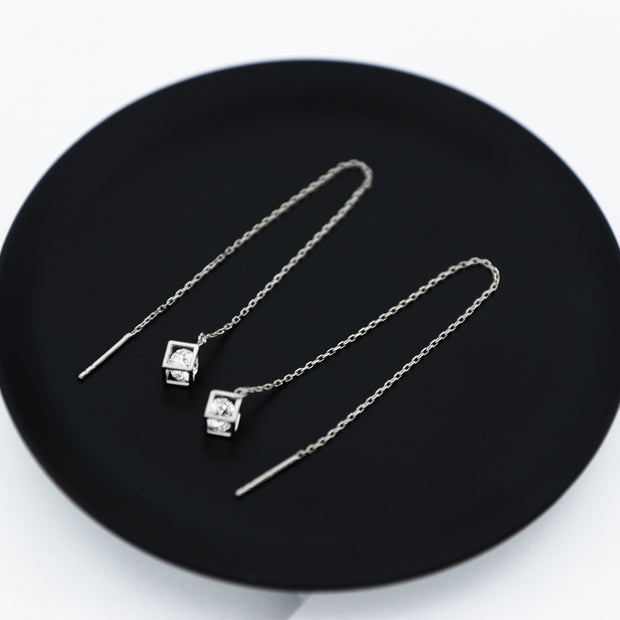 Long Cube Treasure Drop Earrings