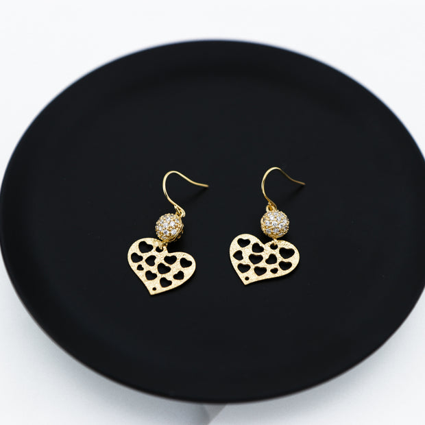 Micro Setting Textured Heart Earrings