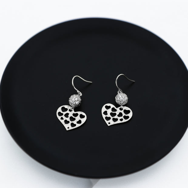 Micro Setting Textured Heart Earrings