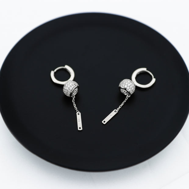 Hollow Cylinder VI Tag Drop Earrings