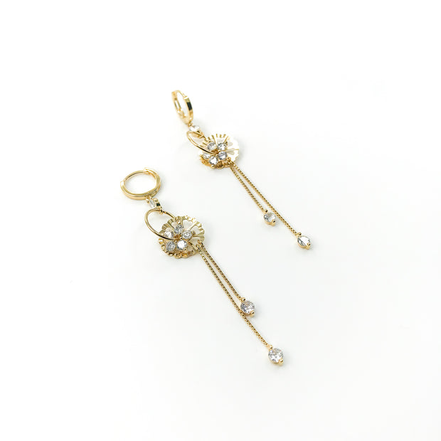 Entwined Flower Circle Drop Earrings